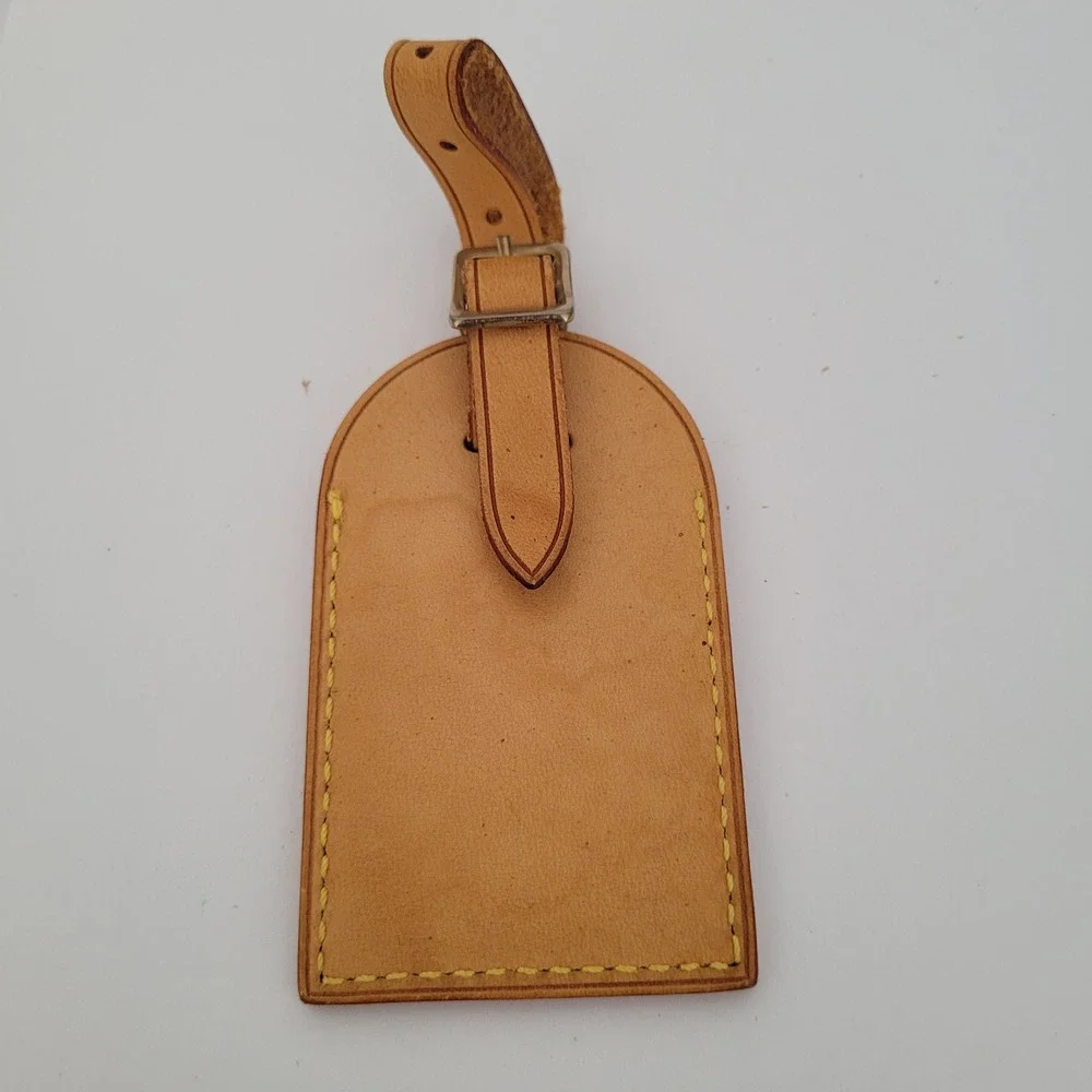 Louis Vuitton Vachetta Leather Luggage Tag M. TAKEDA Personalized Tan Made Franc